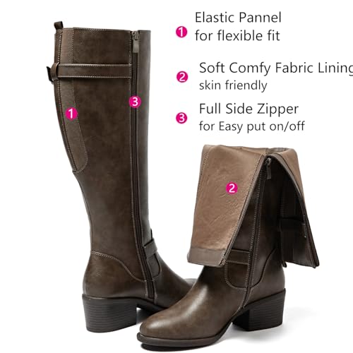 Image of Luoika Women's Extra Wide Calf Heeled Knee High Boots.
