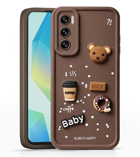 Image of Bintage Case Ball Bear| Donut| Milk Cake| Baby| Coffee Rubber Case Camera Protection Back Cover Compatible for Vivo V20 SE - Brown