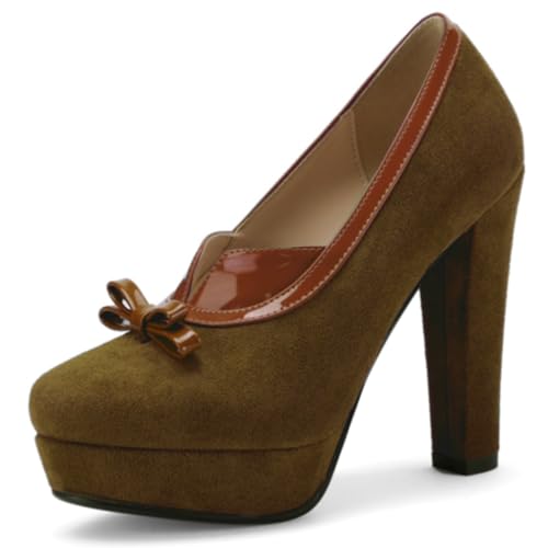 Image of SHODENSE Women Vintage Chunky Platform Loafers Pumps Tassel Round Closed Toe Slip On Suede Block High Heel Dress Loafer Shoes Buckle Strap Oxford Loafers Fringe Pump Dressy Chic Sexy Y2k 4-11 M US