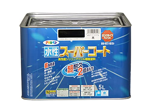 アサヒペン ペンキ 水性スーパーコート 水性多用途 黒 5L
