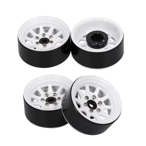 Jante Roue Beadlock 1.9 Aluminium Légère et Robuste pour Traxxas Axial HPI 1/10 RC - White