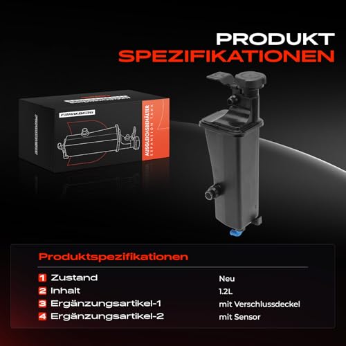 Frankberg Ausgleichsbehälter Kühlmittel Mit Deckel & Sensor Kompatibel mit 3er E46 X3 E83 X5 E53 Z4 E85 E86 1998-2009 17117573781