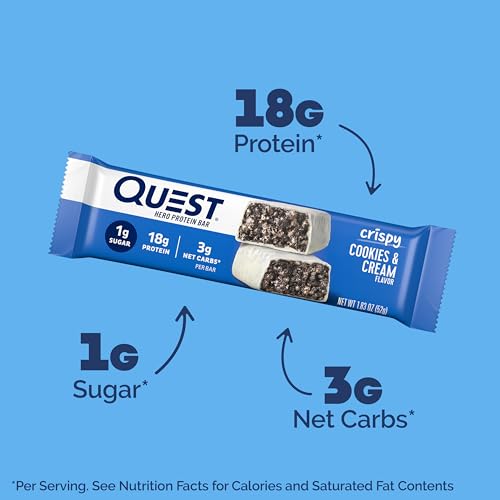 Quest Nutrition 10888849011596 Crispy Cookies & Cream Hero Protein Bar, 18G Protein, 1G Sugar, 3G Net Carb, Gluten Free Protein Snack, Keto Friendly thumb #2