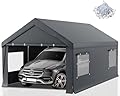 Carport 10x20 FT Heavy Duty,Outdoor Portable Garage with Removable Sidewalls & Doors, Waterproof, UV-Resistant Canopy Shelter for Vehicles, Boats, RVs, Trucks, All-Season Car Port, Gray
