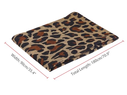 Women's Leopard Printed Long Scarf, Lightweight Soft Sheer Head Wrap Shawl Scarves for All Season3