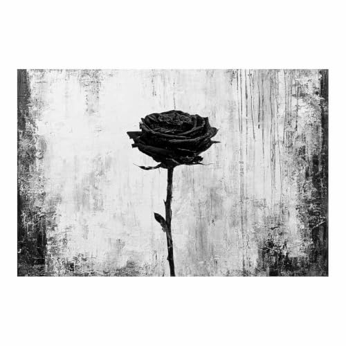 Tableau en noir et blanc grunge rose noire impression sur toile