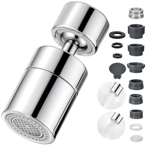 Grifo giratorio de 360°, M22/M24, ahorro de agua giratorio con 2 tipos de chorro, perladores, grifo de extensión, aireador para cocina y baño