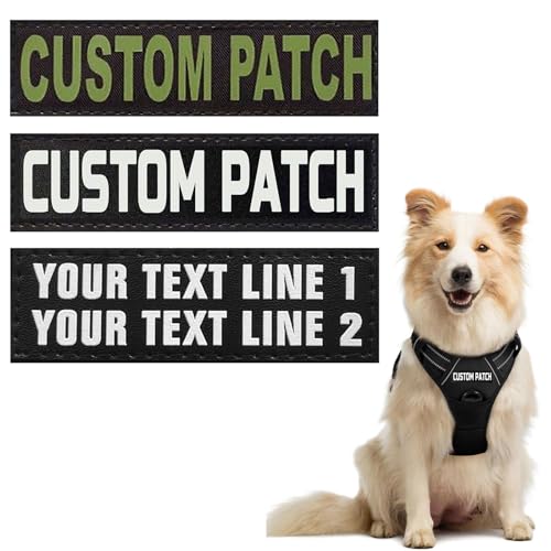 2 Pack Customized Dog Patches for Harness Personalized Tactical Name Patches with Hook and Loop Dog Name Patches for Dogs in Training Service Dogs Vest Backpacks