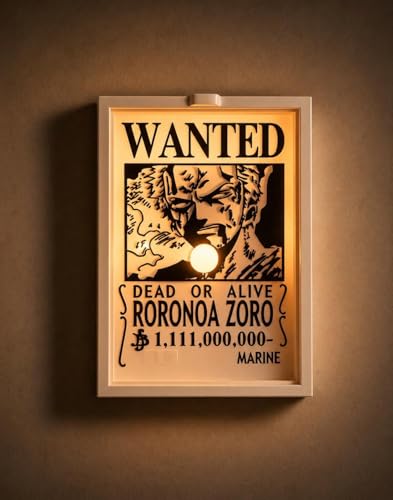 Image of Mini Roronoa Zoro Anime Shadow Lamp | One Piece Wanted Wall Light | LED Anime Wall Decor, Character Shadow Projection Lamp | Otaku Room Bedroom Decor