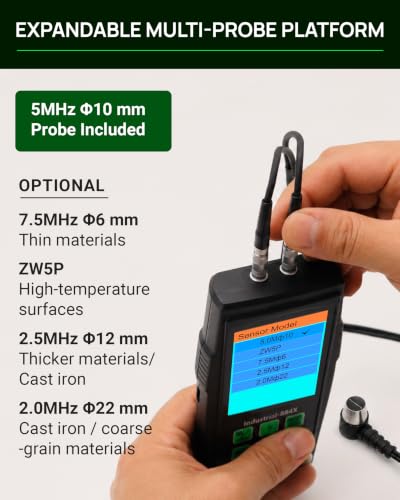 Calibrador Digital Industrial Ultrasonido Profesional 884X con Rango 0.033–15.75 pulgadas (0.85–400 mm), Conectividad PC y Memoria para 2000 Datos miniatura 2