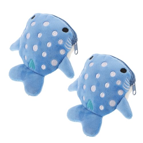 2Pcs Plush Shark Coin Pouches Adorable Zipper Wallets for Boys Purse for Coins Cards Jewelry Stylish Practical Option