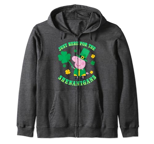 Sweat Peppa Pig Here For the Shenanigans St. Patrick's Day hoodie zippé en coton