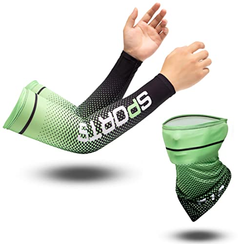 Image of Zibuyu Sun Protection Arm Sleeves for Men, Stylish Combo Bandana Biker Arm Sleeves for Men & Women, UPF 50 Hand Cover for Cycling, Basketball, Football, Golf, Cricket, Outdoor Sports