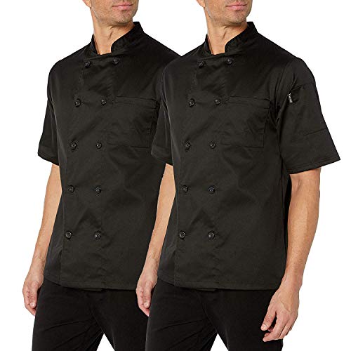 Chef Code 2-Pack Men's Short Sleeve Unisex Classic Chef Coat (Black, 2XL) Chef Code 2-Pack Men's Short Sleeve Unisex Classic Chef Coat (Black, 2XL)