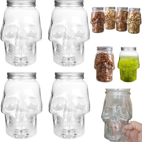 Skull Storage Jar, 6-Pack Skull Jars, Skulls Mason Jars with