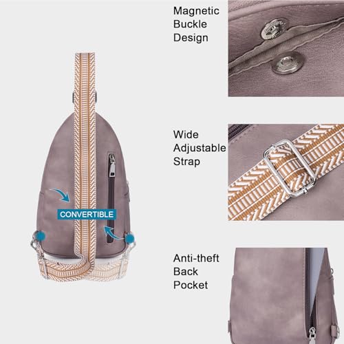 Image of CLUCI Sling Bag for Women, Vegan Leather Fanny Pack Crossbody Bags for Women, Chest Bag With Guitar Strap