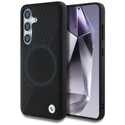 CG MOBILE BMW Étui en cuir semi-texturé pour Samsung Galaxy S25 Compatible avec MagSafe Noir