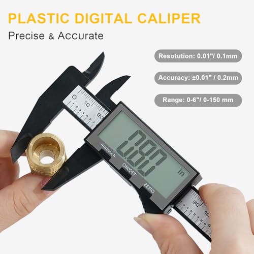 Image of Digital Caliper, Sangabery Dial Caliper 6 Inch with Extra-Large LCD Screen, Plastic Vernier Calipers Measuring Tool, Electronic Ruler, Inch & Millimeter Conversion, Use for Jewelry, Industrial, DIY