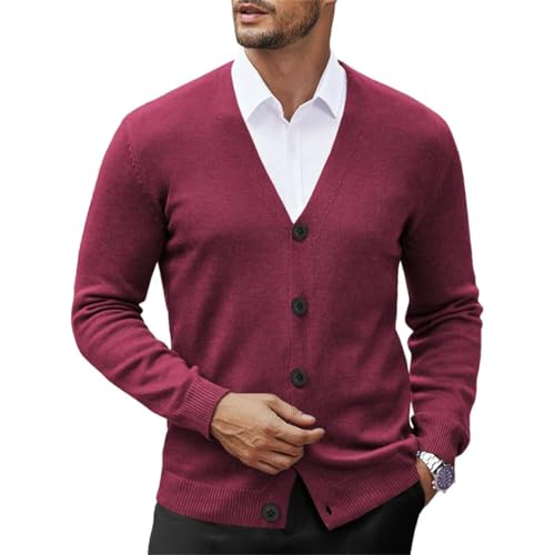 Men V-Neck Knitted Cardigan Lightweight Button Down Sweater Outdoor Streetwear Casual Style