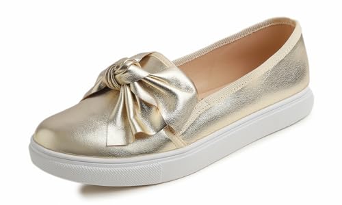 FEVERSOLE Women's Casual Slip On Sneaker Fashion Bow Tie Loafer Flats