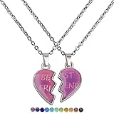 Matching Heart Necklaces for Couples Best Friends BFF Friendship for 2 Women Men Changing Color Love Heart Mood Necklace Jewelry
