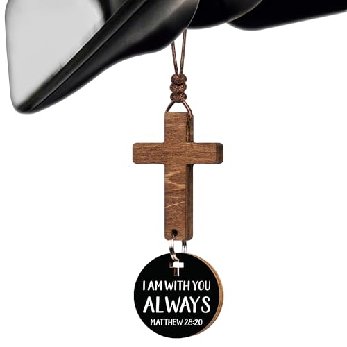Cross for Car Mirror Hanging, Christian Gifts for Men, Daily Bible Verse Car Cross Hanging Accessories, Christian Car Accessories, Jesus Religious Gifts, for Dad, Father, Men, Husband