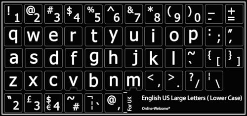 Pegatinas de teclado letras minúsculas grandes US negro miniatura 2
