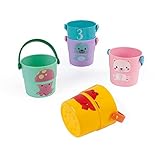 Janod - 5 Cubos de Actividades para el Baño - Juguete de Estímulo para Niños Pequeños - Manipulación y Destreza - Aprender Los Números - A partir de 10 Meses, J04724