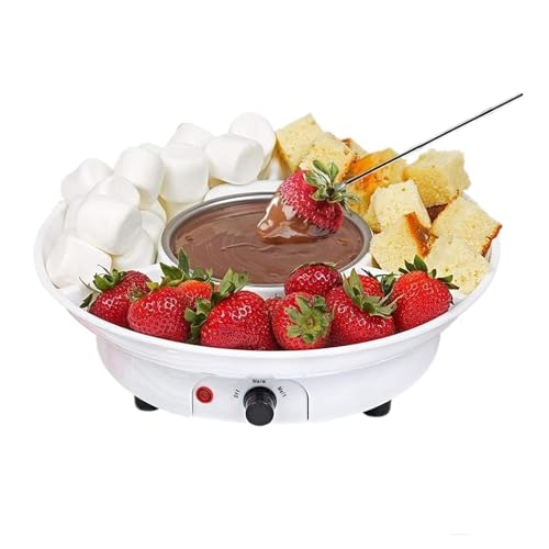 Chocolate Melting Pot,Electric Dessert Fountain Hot Pot,Electric Melting Machine,Electric Chocolate Melting Pot,with Tray 2 Pieces of Forks,260ml Capacity,Suitable for Family Gatherings,White