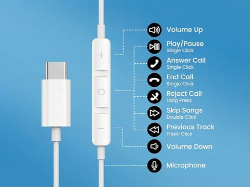Image of 2 Packs USB C Headphones for iPhone 17 /16 /15 Pro Max Plus Type C Earphones with Microphone & Remote Noise Cancelling Earbuds for iPhone 17 /16 /15 Pro, iPad, Galaxy S23 /S22 /S21 /S20 /Ultra Note 10 /20