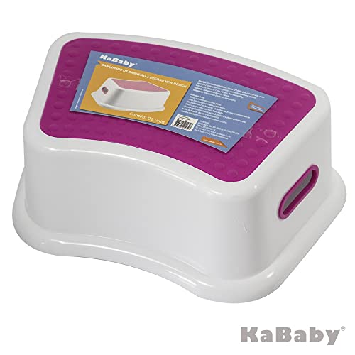KaBaby Banquinho De Banheiro 1 Degrau Kababy Branco E Vermelho
