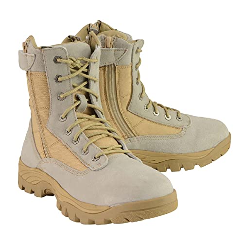 Milwaukee Leather Men's Lace-Up Desert Sand 9-Inch Leather Swat Style-Tactical Motorcycle Biker Boots MBM9111