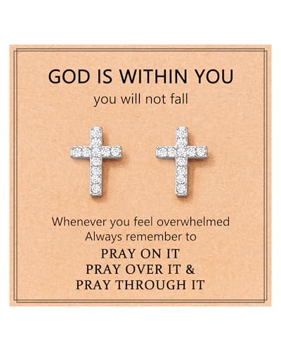 Cross Earrings Communion Confirmation Gifts for Girls Christian Jewerly Gifts for Women Girls