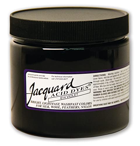 Jacquard Acid Dye - Violet - 8 Oz Net Wt - Acid Dye for Wool - Silk - Feathers - and Nylons - Brilliant Colorfast and Highly Concentrated