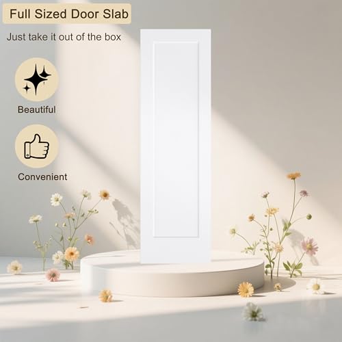 Image of BARNSMITH 24x80 in 1-Panel White Primed Molded Door Slab, Shaker Style Paintable Hollow Core Interior Door Panel, for Pocket, Swing, Sliding Door, Durable and Lightweight, No Assembly Required