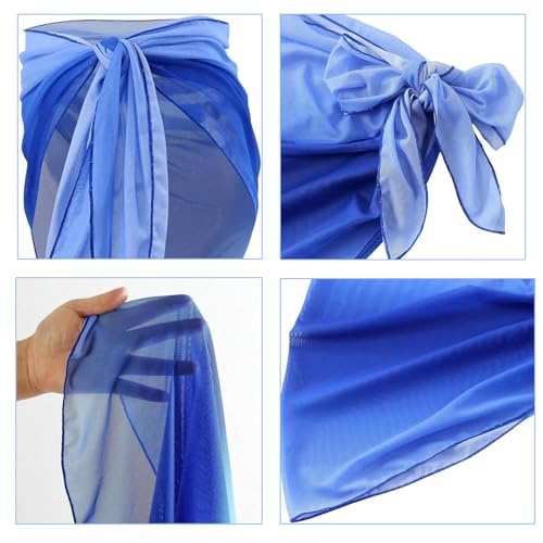 Beach Dresses Women's Short Bikini Cover Up Wrap Skirts,Sexy Swimsuit Chiffon Beach Towels, Skirt Chiffon Gradient for Travel Pool Party Blue - Image 3