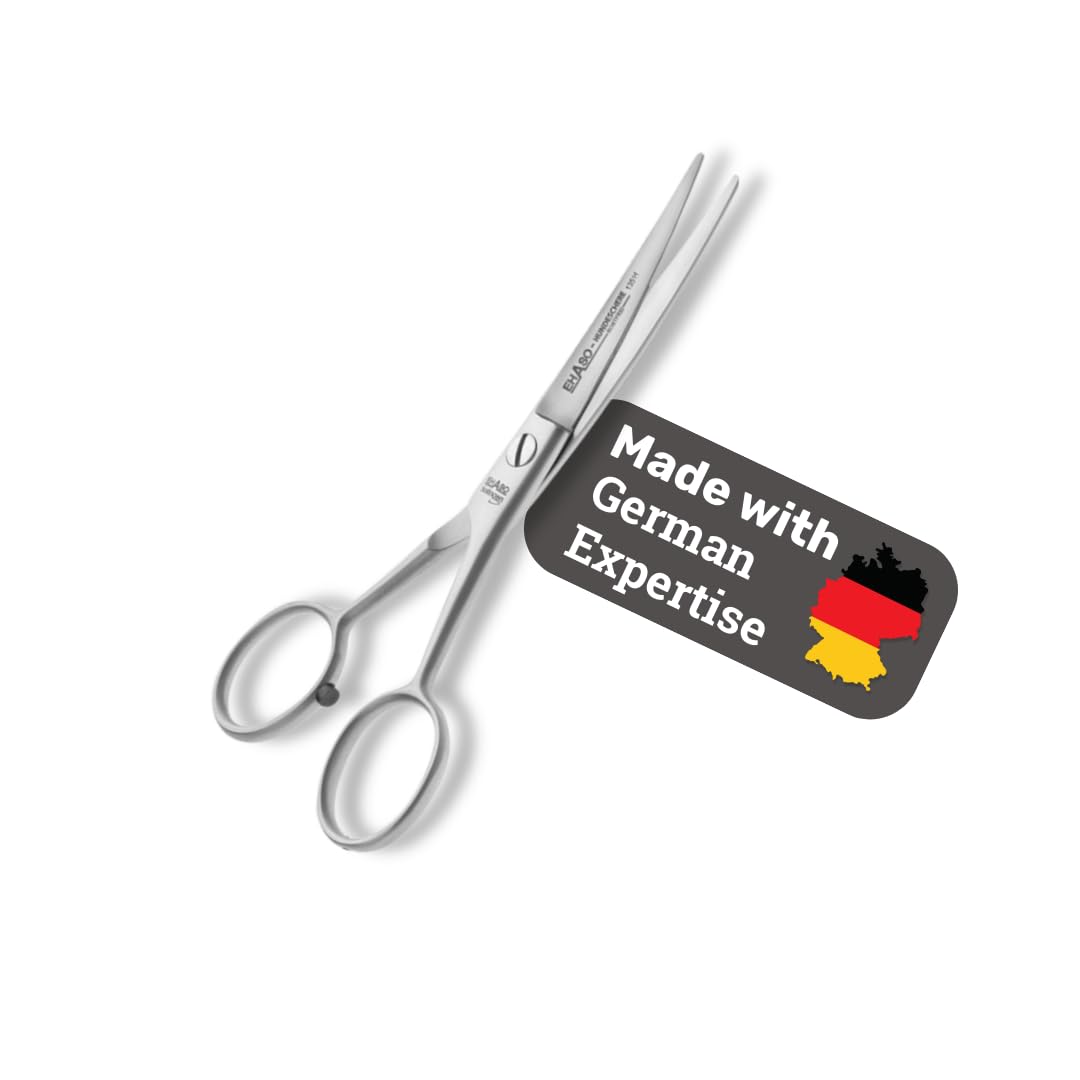 EHASO Premium Pfotenschere 13 cm leicht gebogen für Hunde | Abgerundete Schere, Gebogene Schere, Klein und