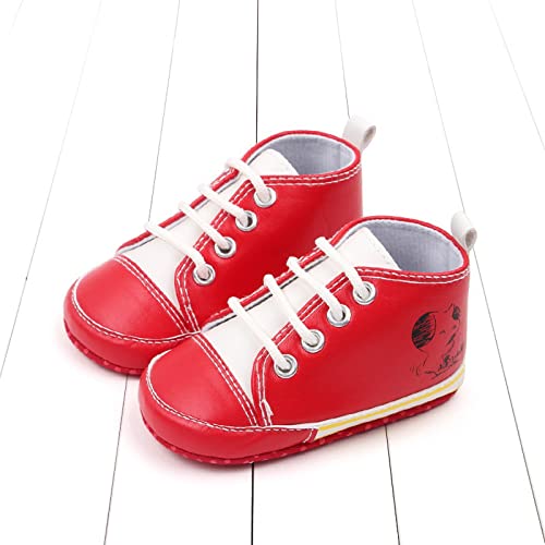 Baby Boys Girls Star High Top Sneaker Soft Anti-Slip Sole Newborn Lace Up First 𝐖alkers Canvas Denim Shoes2