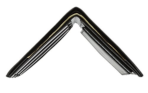 Marshal Wallet® Eel Skin Soft Leather Bifold Credit Card Wallet with Coin Pouch (Black)4