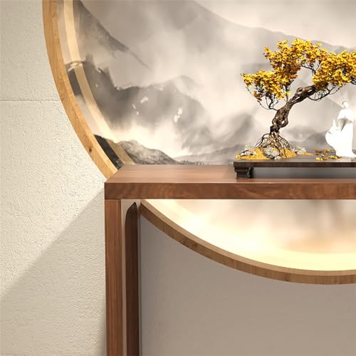 Mesa de entrada rústica para pasillo estrecho de madera 3