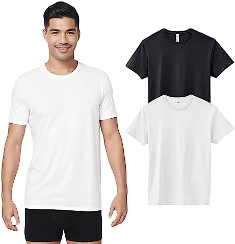 Men's Cotton Undershirt Crewneck Tee Lightweight T-Shirt, Multipack of 1I2I6I10 SETOF-2-L Multicolor