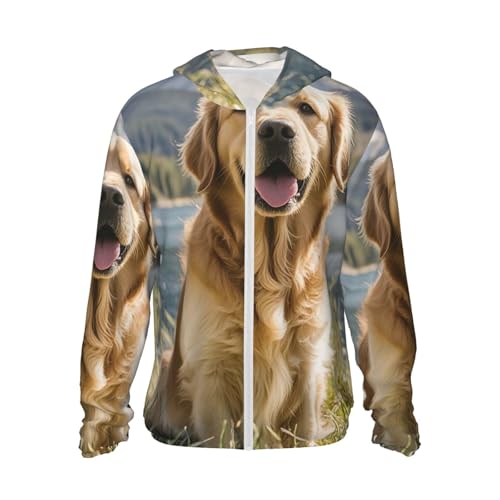 Women's UPF 50+ Sun Protection Hoodie Golden Retrievers Sun Shirt Long Sleeve Fishing Shirts for Men Jacket