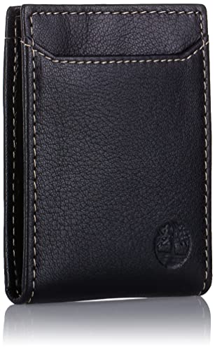 Image of Timberland Men's Slim Leather Minimalist Front Pocket Credit Card Holder Wallet,Black II (Money Clip), One Size