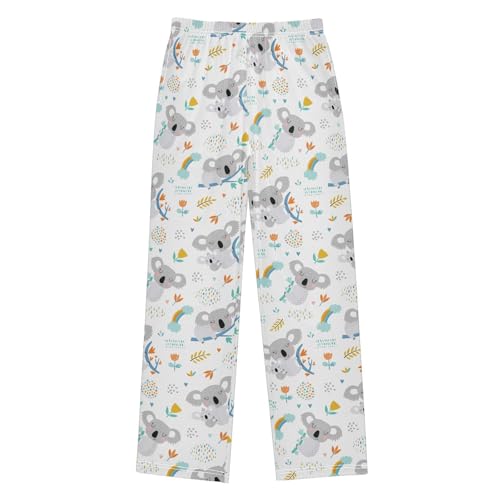 Sleeping Koala Floral Boys Long Pants Soft Trousers Elastic Waist Kids Lounge Bottoms with Pockets S-XL