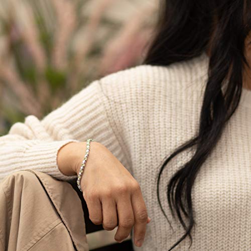 Peora Peridot Tennis Bracelet For Women 925 Sterling Silver, Natural Gemstone Birthstone, 6.75 Carats Total Round Shape, 7.75 Inches Length #TOP1