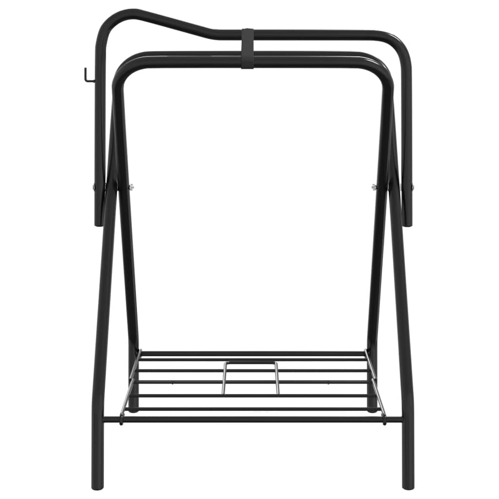 vidaXL Soporte de Montura Plegable de pie Independiente Hierro Negro, Soporte para Silla de Montar, Soporte para Montura, Soporte para Silla de Montar portátil