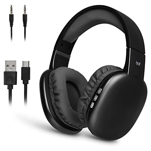 iJoy Ultra Wireless Headphones with Microphone- Rechargeable Over Ear Wireless Bluetooth Headphones with 10Hr Playtime, SD Slot, Backup Wire- Soft Cushion Wireless Headset with Mic (Black) Cover