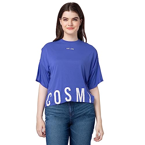Image of Spykar Printed Blended Round Neck Women's Regular Fit Top