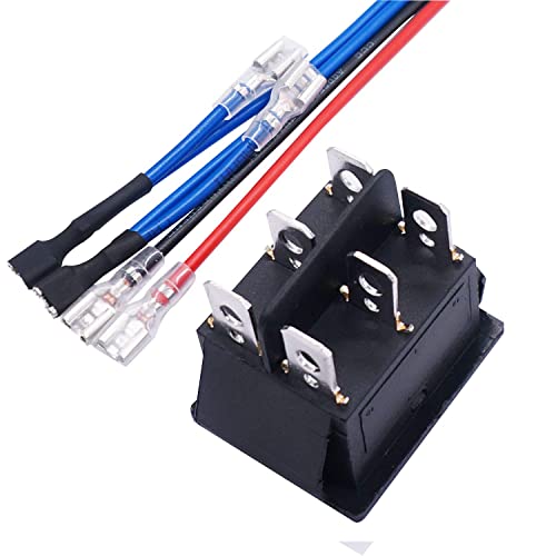 mxuteuk 12V Wired Momentary Rocker Switch 6Pin DC DPDT Motor Polarity Reversing Switch Automatic Reset Switch 20A 3Position (ON)/OFF/(ON) Double Pole Double Throw Toggle Switch KCD2-223JT-X - Image 3