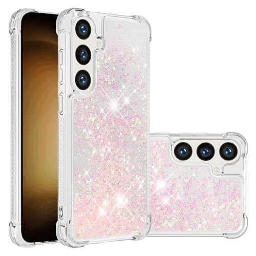 LEMAXELERS Liquide Coque pour Samsung Galaxy S24, Paillette Brillante Quicksands Liquide Transparente Antichoc Étui de Protection Silicone TPU Case Housse pour Samsung...
